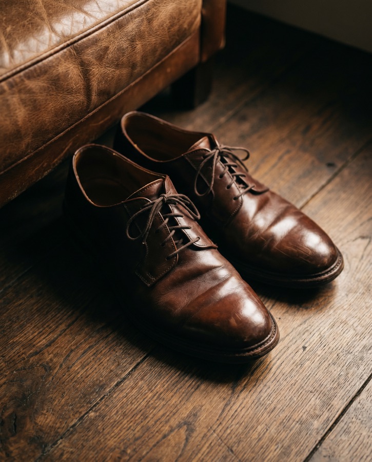 A pair of polished leather dress shoes