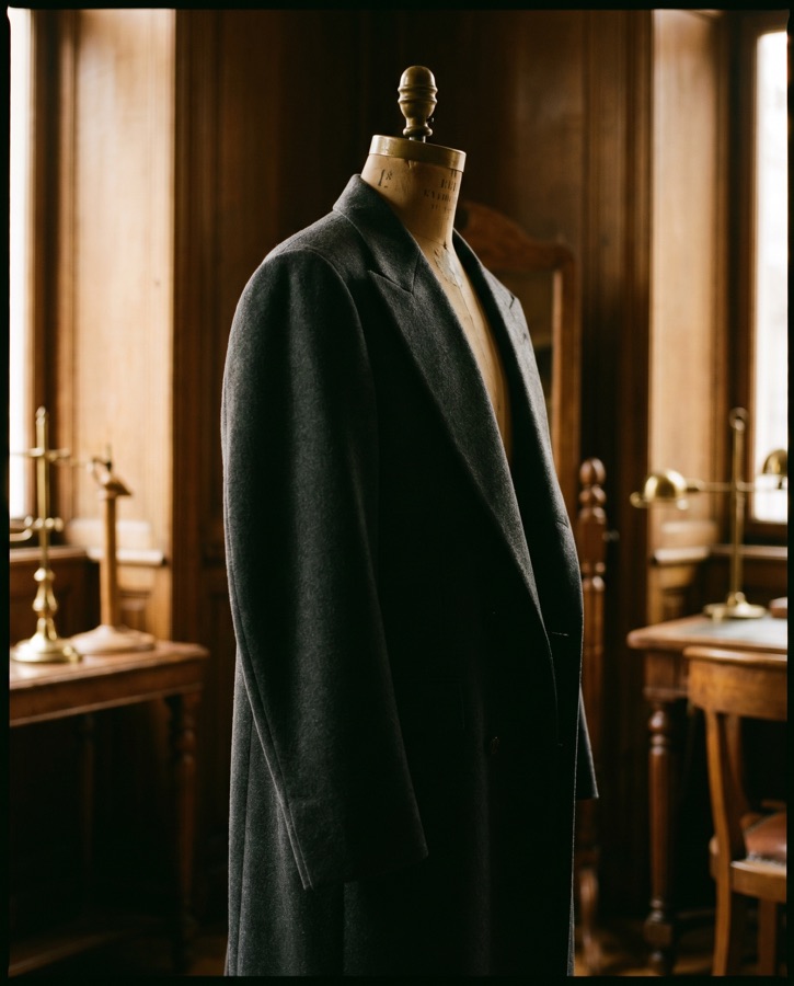 A structured custom overcoat in rich wool
