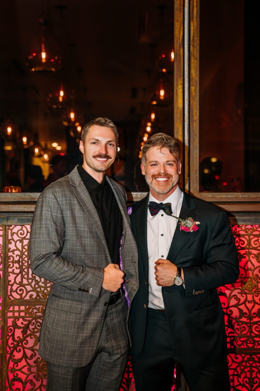 Curtis with a client on the client's wedding day